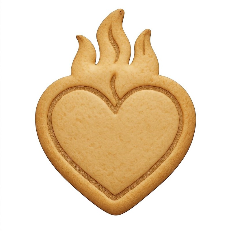 Heart with Flames Cookie Cutter & Stamp, Fondant & Clay – 2.8×4