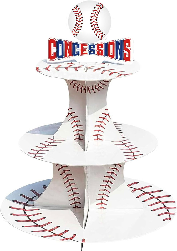 Baseball Cupcake Stand - 3 Tiered Dessert Cake Table Display - Birthday Party De gallery