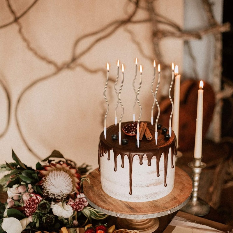 Luter 24pcs Metallic Birthday Candles in Holders Spiral Birthday Cake Candles gallery