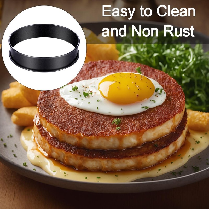 8pcs Black Stainless Steel 10cm Nonstick Rings for Baking Pastries gallery