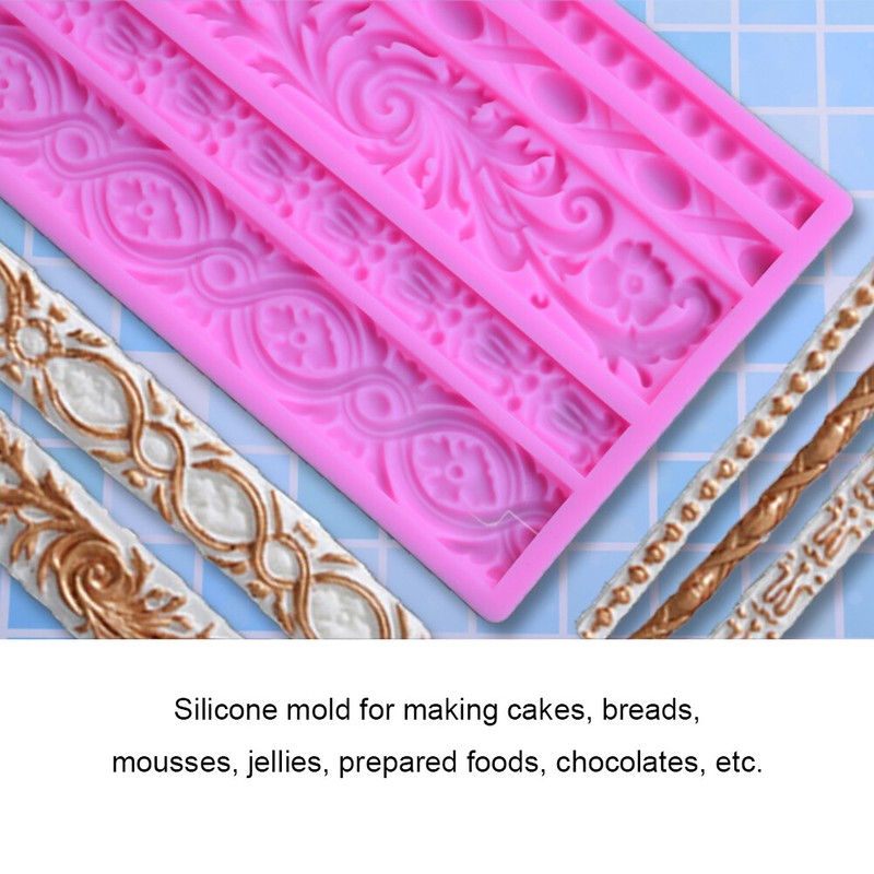 New DIY Baroque Scroll Relief Cake Border Silicone Molds European Frame Cake Ne gallery