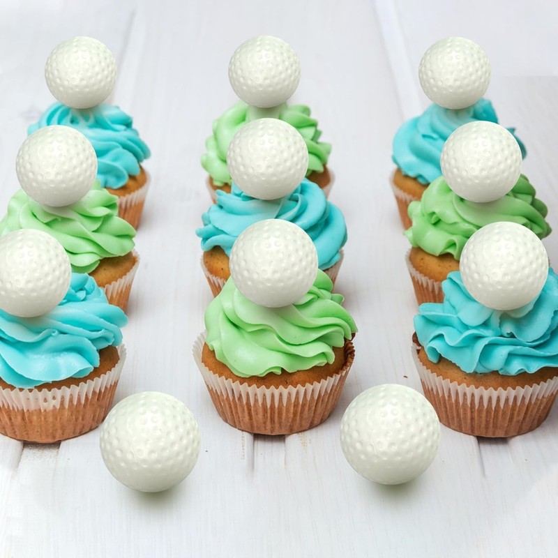 Plastic Golf Ball Cupcake Decorations - 1.1 Inches gallery