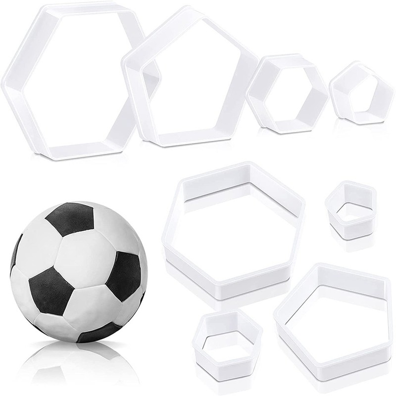 Football Pattern Cookie Cutters Football Cake Fondant Hexagon for Kitchen8790