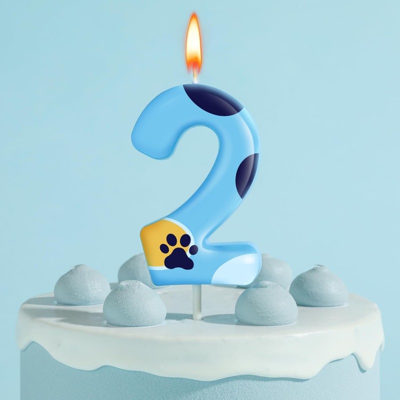 2.76 Inch Number 2 Cartoon Dog Birthday Candles, Blue Dog Number Candles, Cake gallery