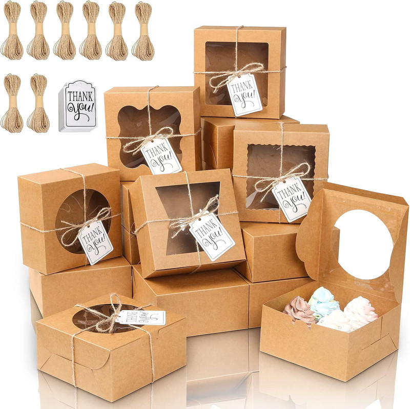 65PCS Bakery Boxes with Window 6x6x3 Inches 5 Cookie Boxes Small Pastry Boxes... gallery