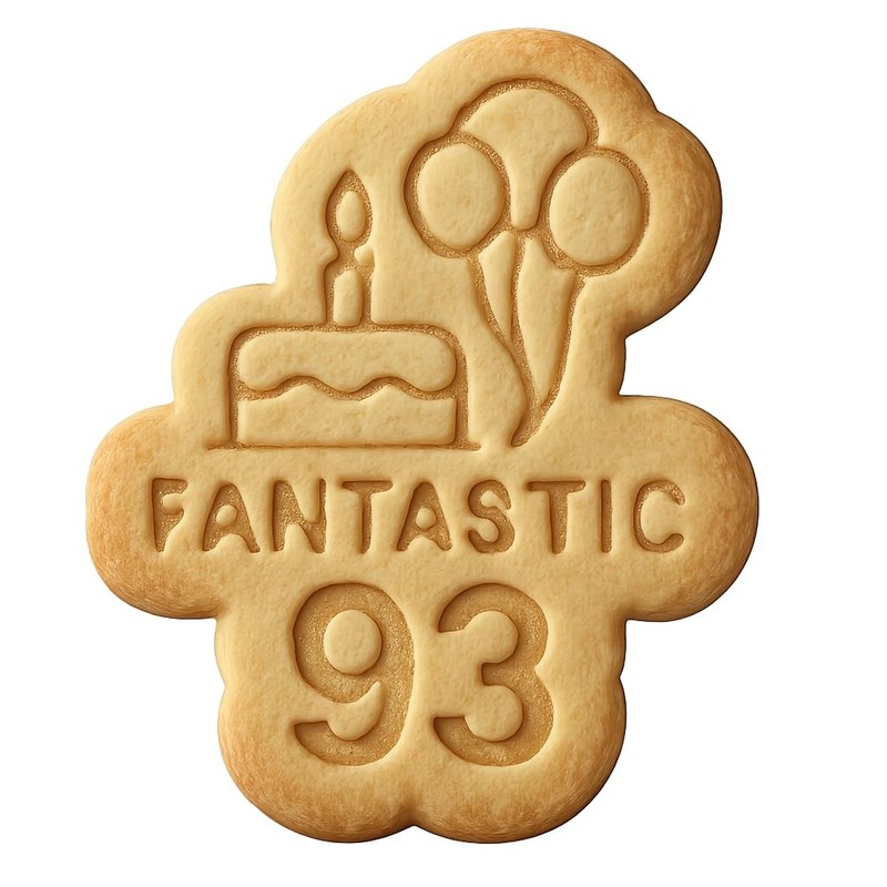 Curved 93 Cookie Cutter & Stamp, Fondant & Clay - 4x3.5"