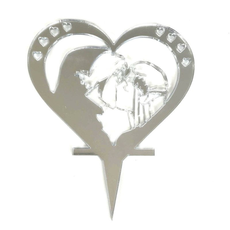 The Kiss, Heart Cake & Cupcake Toppers Many Colours & Sizes Plane or Engraved gallery