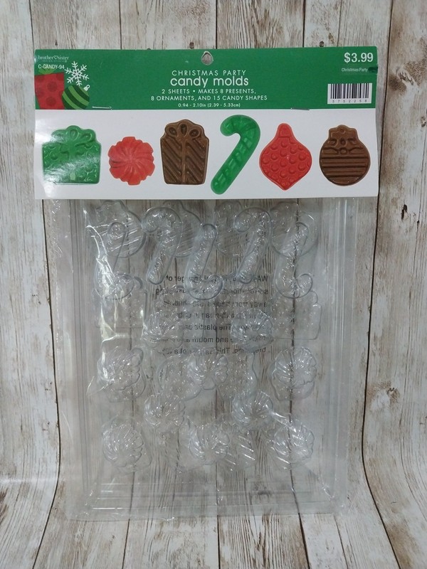 New! Christmas Chocolate Candy Molds 2 Sheets Mold Candy Cane Presents Ornaments