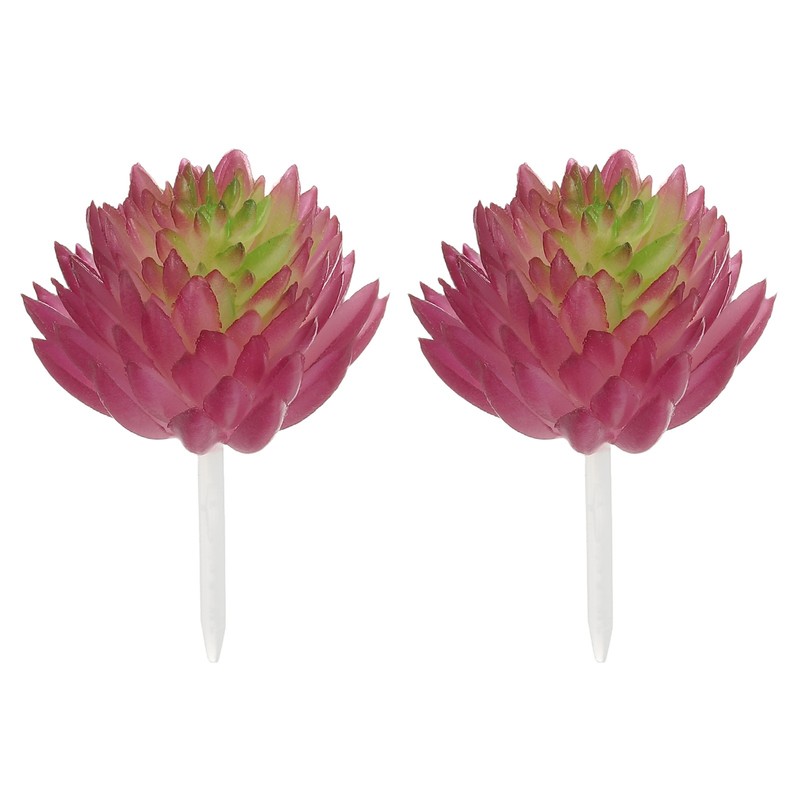 2Pcs Artificial Succulent Plants Fake Artificial Lotus Fuchsia