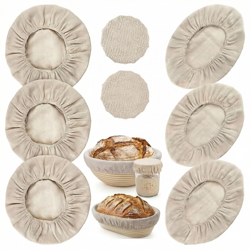 8 PCS Bread Proofing Basket Cloth Liner (3 Round & 3 Oval) & 2 Sourdough Star…