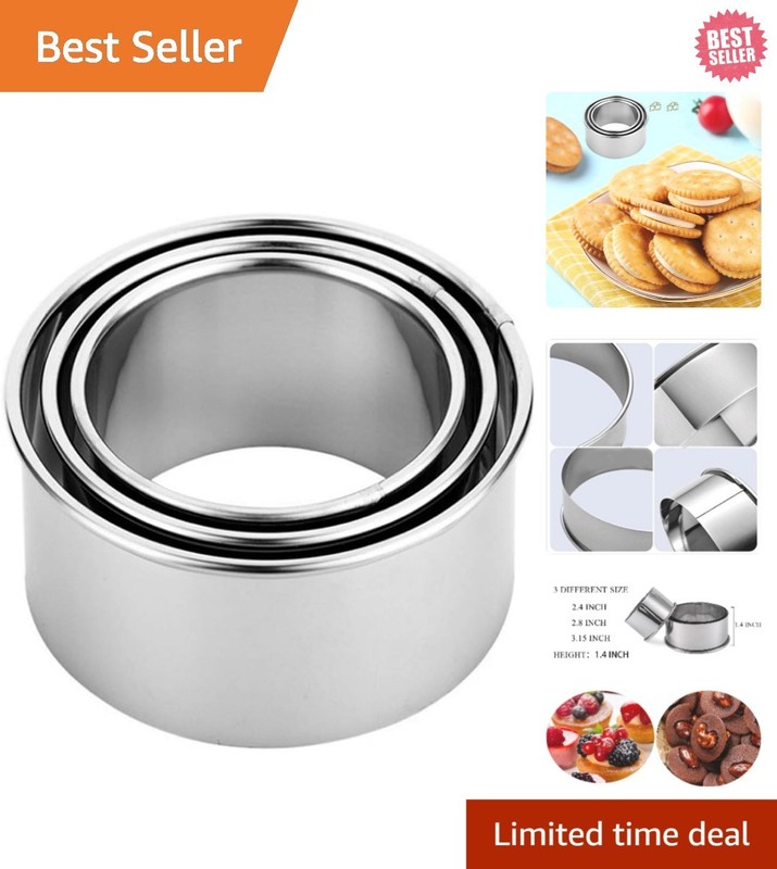 Deluxe Round Edge Cookie Cutters Set – Dishwasher Safe 3-Pcs for Easy Baking