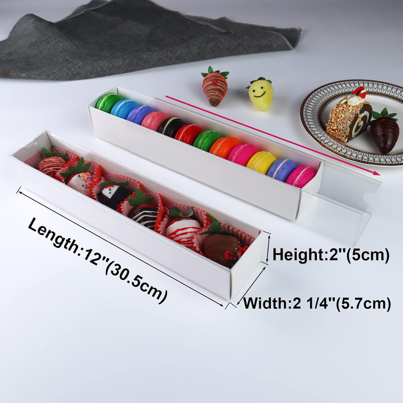 50 Pack 12X2X2 Inch Chocolate Covered Strawberry Boxes with Clear Window Packing gallery