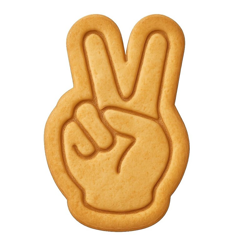 Peace Hand Gesture Cookie Cutter & Stamp, Fondant & Clay - 2.3x4 gallery