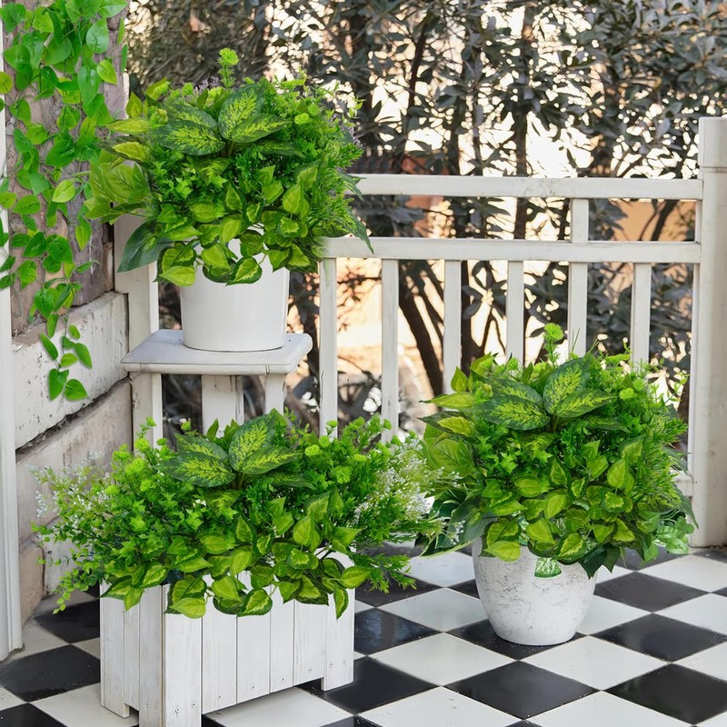 Luabue 16 Bundles Artificial Plants Outdoor Realistic Outdoor Greenery Uv gallery
