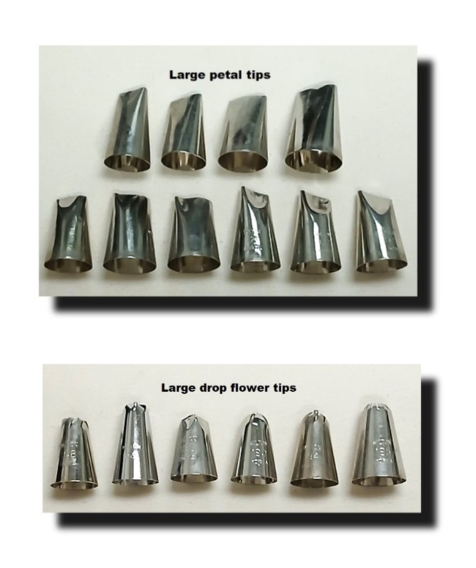 Wilton Large Petal & Drop Flower Decorating Tips ~ choose any 4 from 15 sizes
