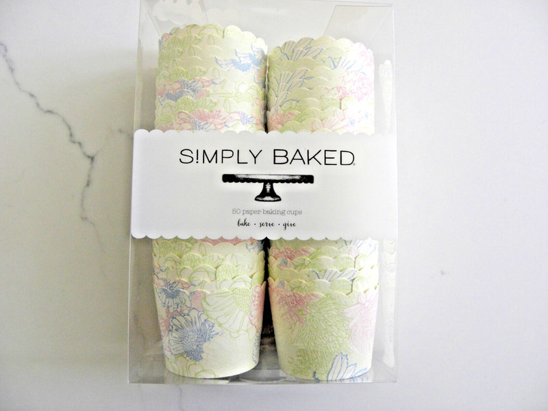 Simply Baked 50 Baking or Snack Cups Rose, Blue, and Green Floral