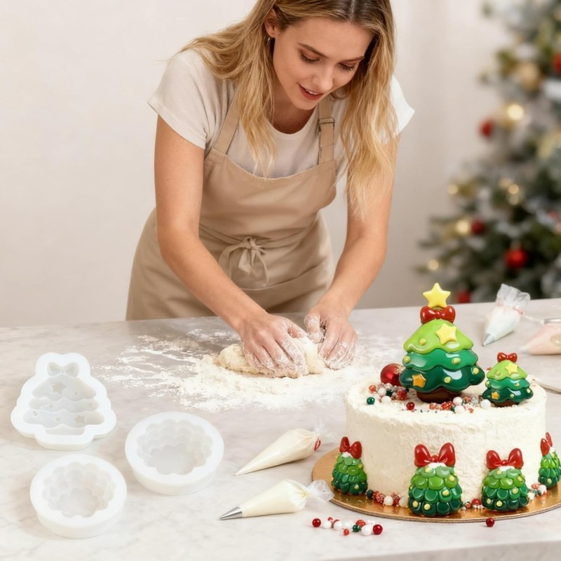 4 Pcs Christmas Tree Silicone Molds, Christmas Candy Silicone Molds, Reusable Ca gallery