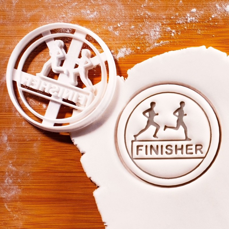 Finisher Medal & Running Shoe Cookie Cutters Set - marathon runner track race gallery