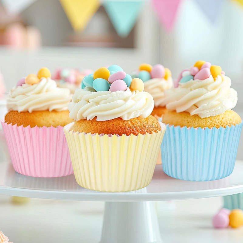 400 PCS Spring Easter Pastel Cupcake Liners Colorful Paper Muffin Baking gallery