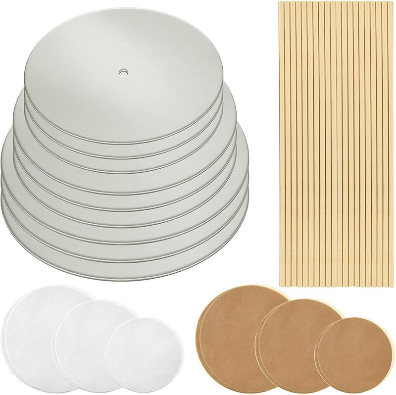 89 Pcs Cake Tiered Stacking Kit 10,8, 6 Inch Silver round Cake Boards with Parch