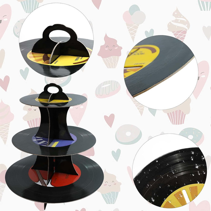 1950'S Rock and Roll Musictheme, 3-Tier Paper Record Cake Stand Cupcake Tower fo gallery