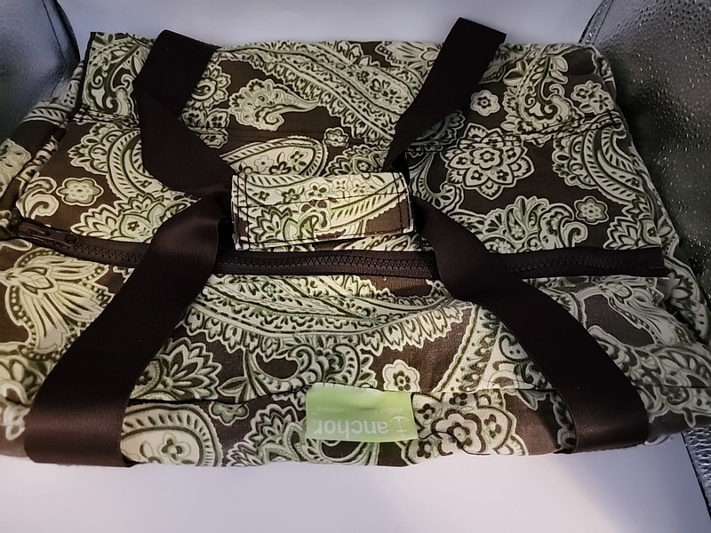 Anchor Hocking Insulated Carry Case 3 Qt Dish 16x11x2 Green Brown Print