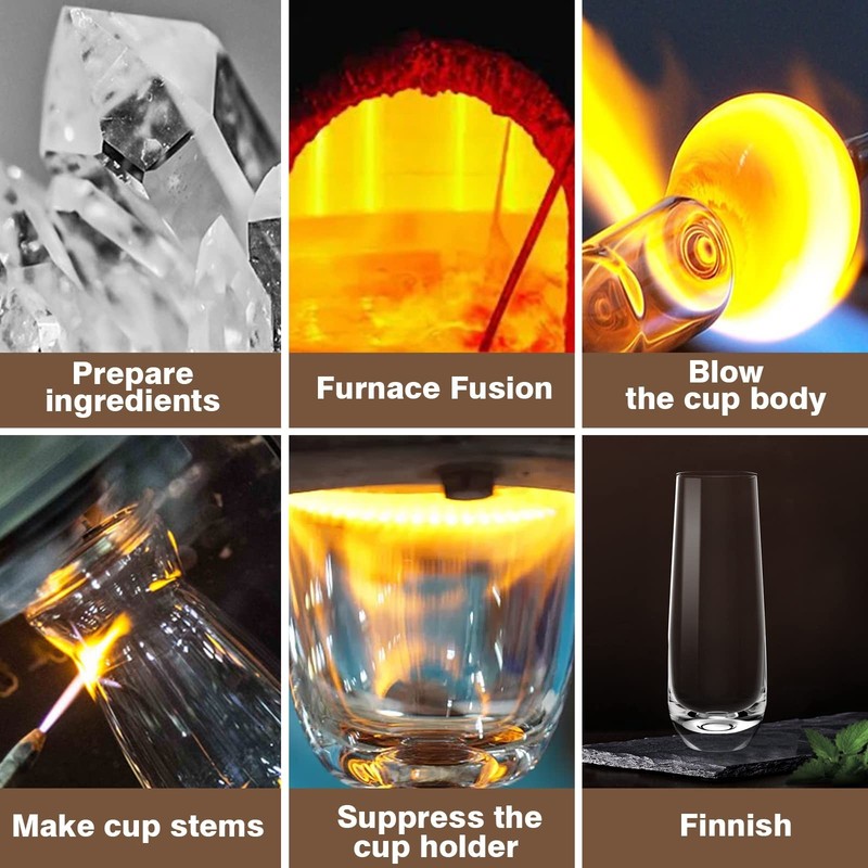 Stemless Champagne Flutes Set of 4，Hand Blown Crystal Glasses, 10.2oz Cha gallery