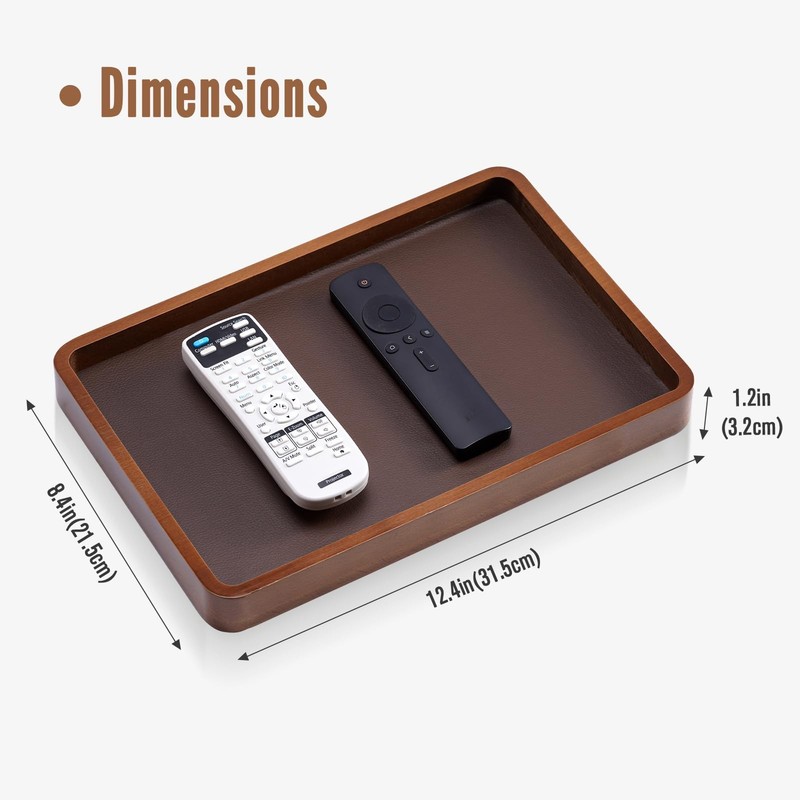 ProCase Wooden Valet Tray for Men, Wood Catch-All EDC Organizer, Dark Brown gallery