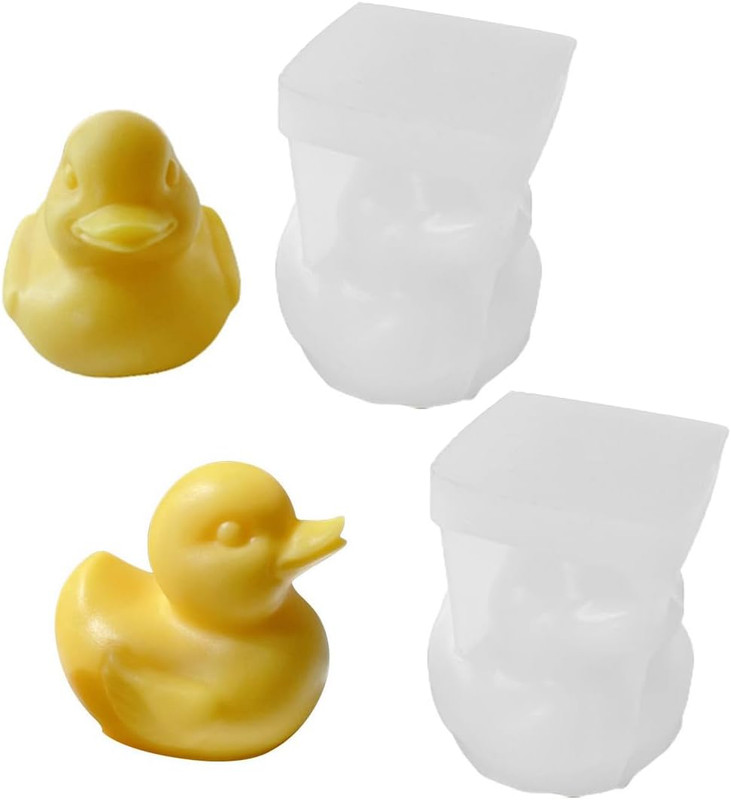 2 PCS Duck Silicone Molds Soap Making, 3D Duck-Shaped Chocolate Fondant Mould f