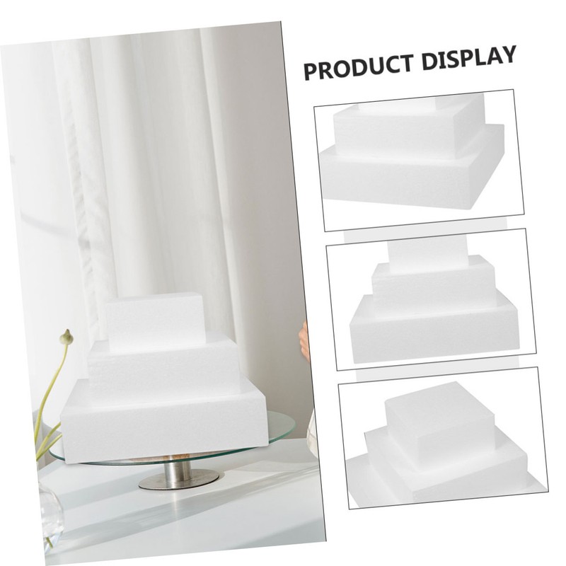 3Pcs White Foam Cake Dummy Square Practice Model for Cake Decorating Wedding DIY gallery