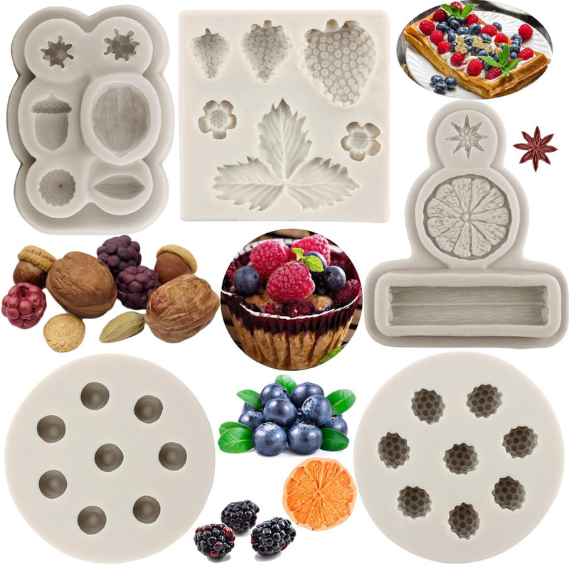 Blueberry Raspberry Strawberry Fondant Molds Nuts Berries Silicone Mold Spices S
