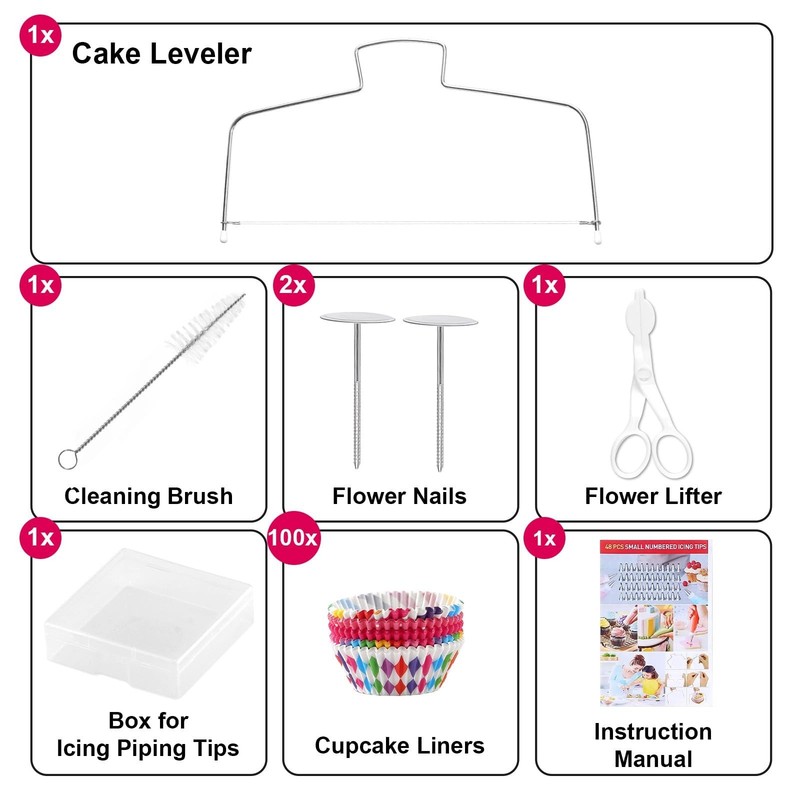222 PCS Cake Decorating Kit - Includes Cake Turntable, Leveler, Piping Bags a... gallery