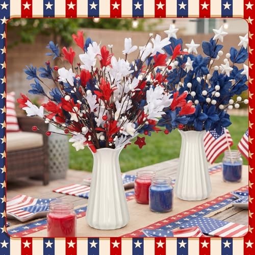 18 Pcs 4th of July Artificial Flowers Patriotic Berry Picks 250th Anniversary gallery