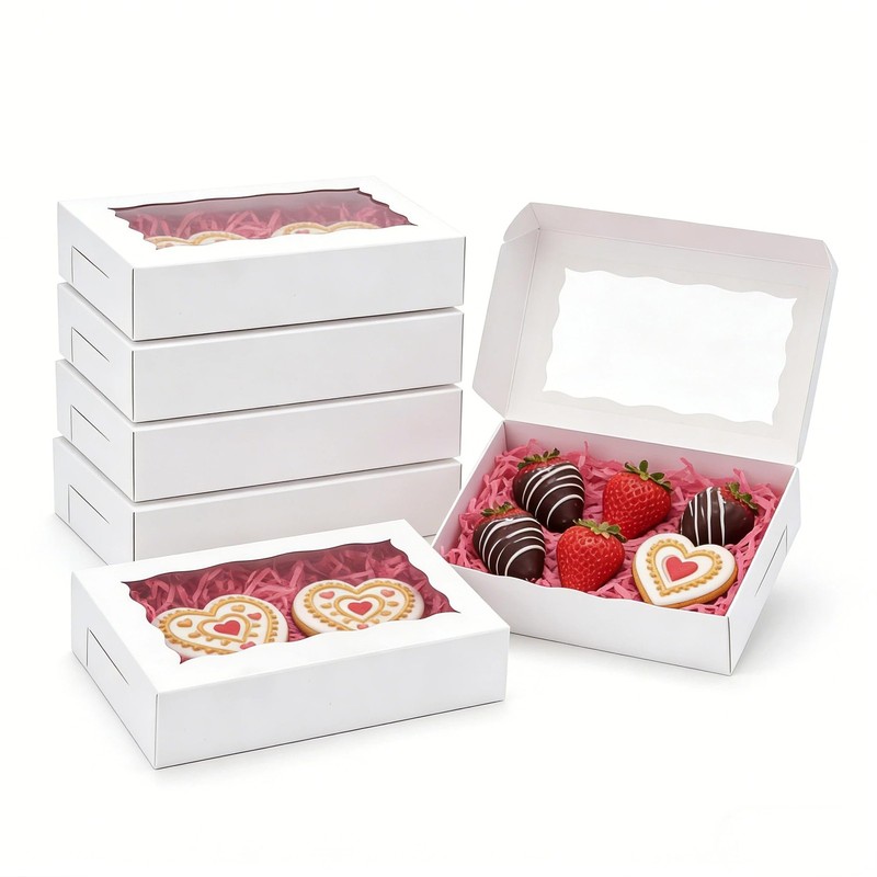 50pcs Cookie Boxes with Window 8x5x2 Inches Bakery Boxes Treat Box Dessert Bo…