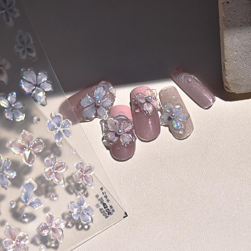 5D Embossed Flower Nail Stickers - Soft Glue Jelly Colorful gallery