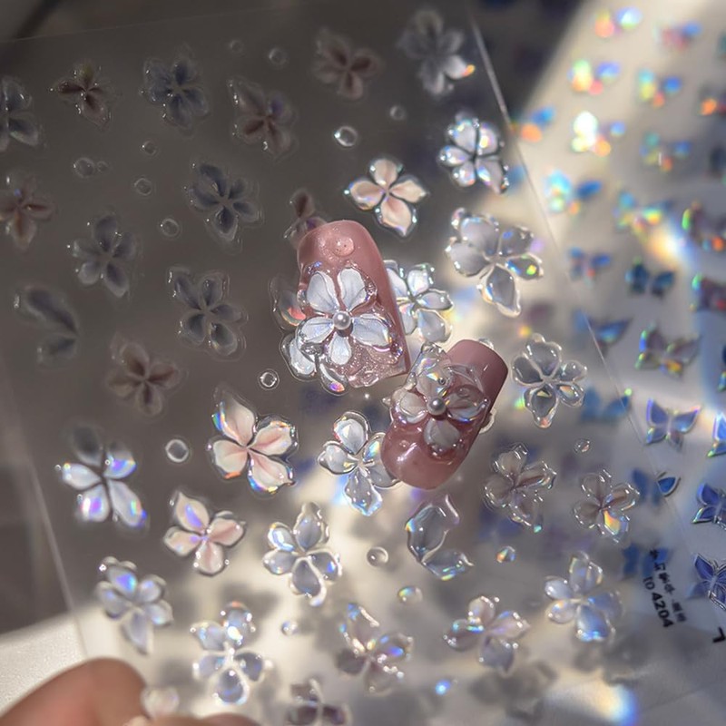 5D Embossed Flower Nail Stickers - Soft Glue Jelly Colorful gallery