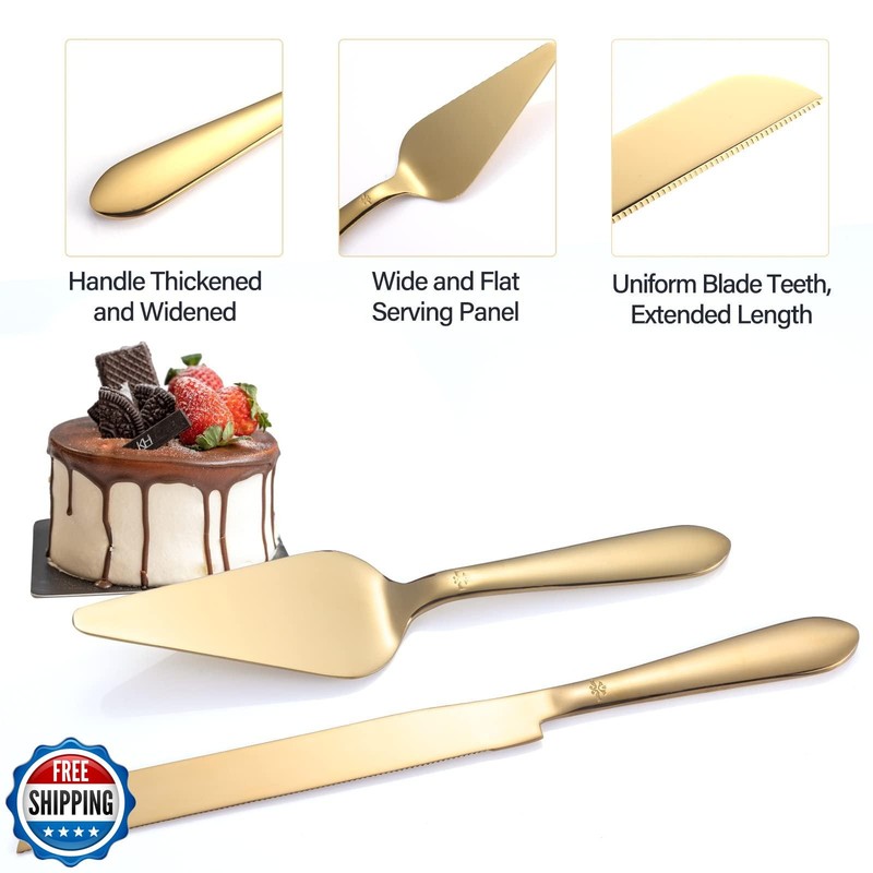 Cake Cutting Set for Wedding, Elegant Cake Knife and Server Set with Thickene gallery