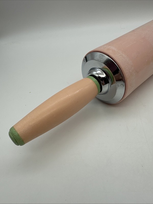 Vintage Rolling Pin 1950's Mid Century Retro Pink Melamine gallery