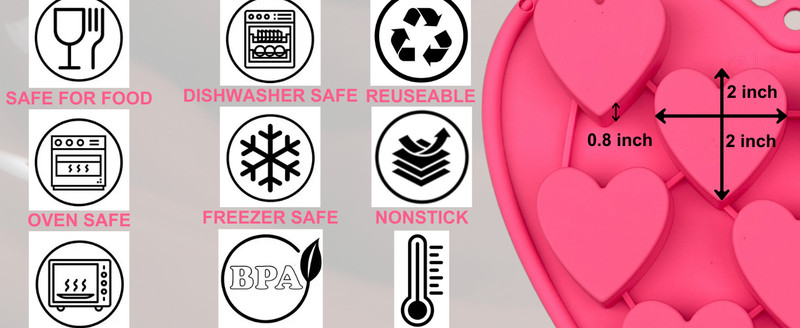 Heart Shaped Cake Pans Heart Silicone Mold for Baking, Large 2 Inches Molds, 10 gallery