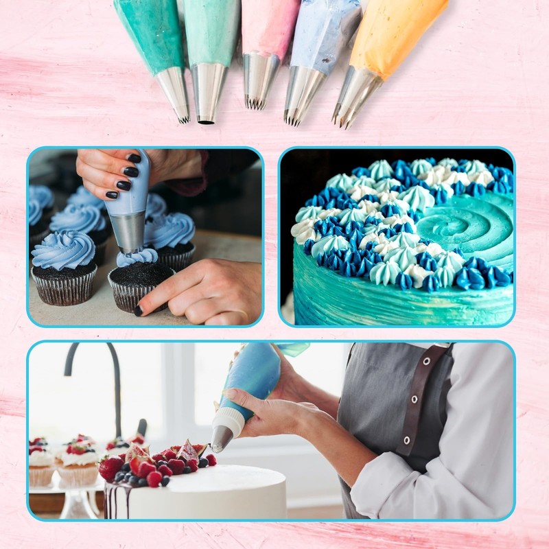 Piping Bags And Tips Set, 11.8 Inch 100 Anti Burst Piping Bags, 124 Pcs Cake gallery
