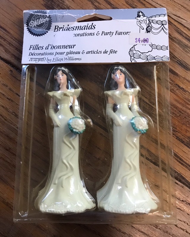 Wilton Vintage Bridesmaids Cake Decorations – NOS Set of 2 – 4 1/2 inches tall