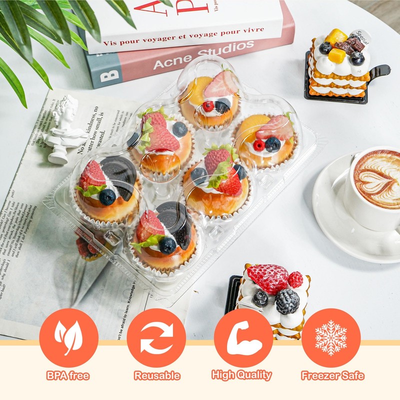 LOKQING 6 Count Cupcake Containers 20 Pack Holders Standard, Clear gallery