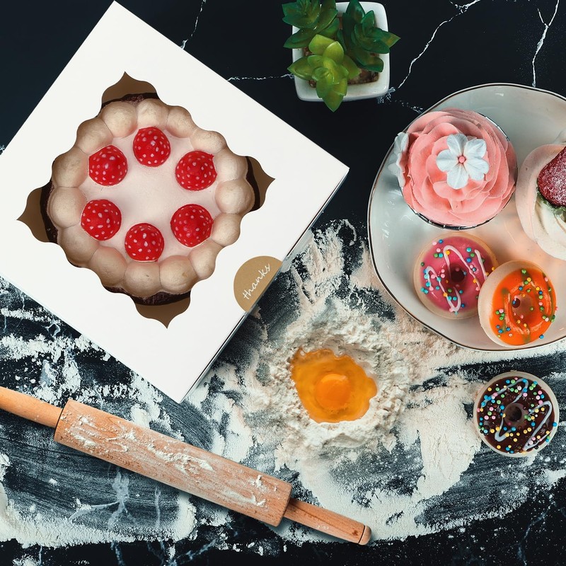 30pcs White Cookie Boxes with Window, 6x6x3 Inches, Bakery Boxes for Cookies,... gallery
