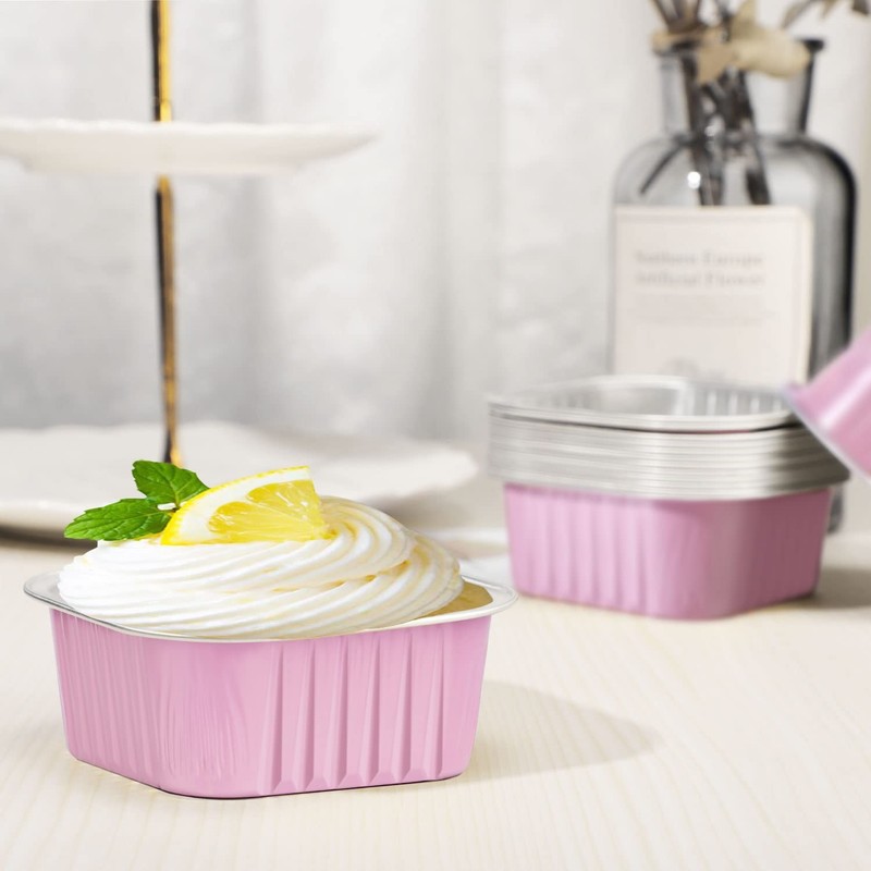 Aluminum Foil Baking Cups with Lids, 5oz 100pcs Disposable Ramekins with Lid,... gallery