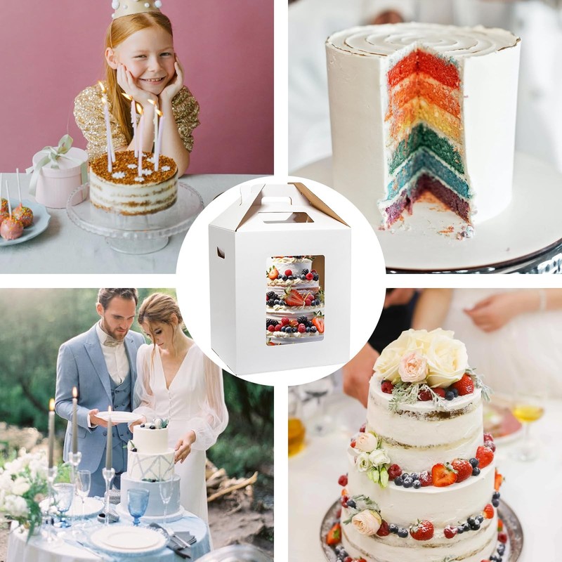Tall Cake Boxes 4 Pack 10x10x12 for Tier Cakes with Window - 10 Inch Disposab... gallery