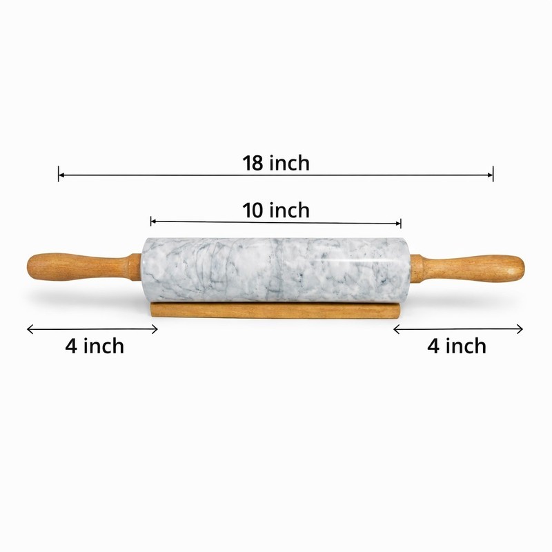 Gray Marble Rolling Pin 18 Inch with Wood Handles & Stand – Stone Pastry Roller gallery