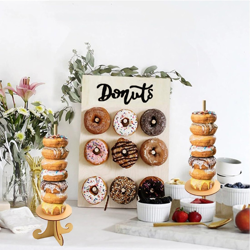 Donut Wall Display Stand 2PCS Donut Board Display with 2PCS Donut Tower Stand, W gallery