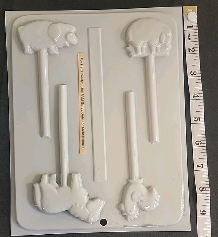 2 Horse Pig Lion Monkey Elephant Barnyard Jungle Animal Lollipop Chocolate Mold gallery