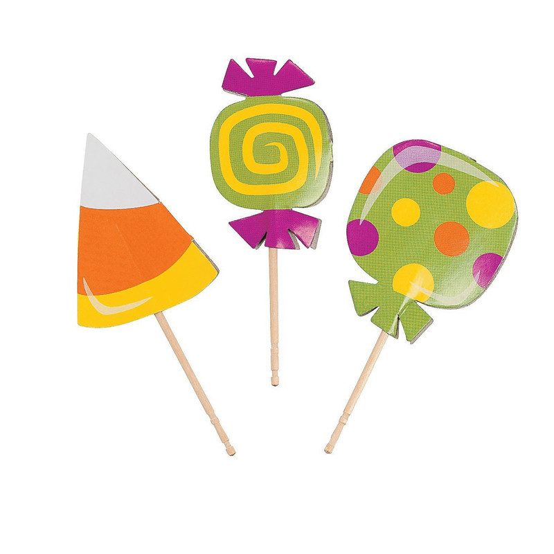 Fall Picks Halloween Fall Cupcake Toppers Picks 25ct Candy Corn lollipop