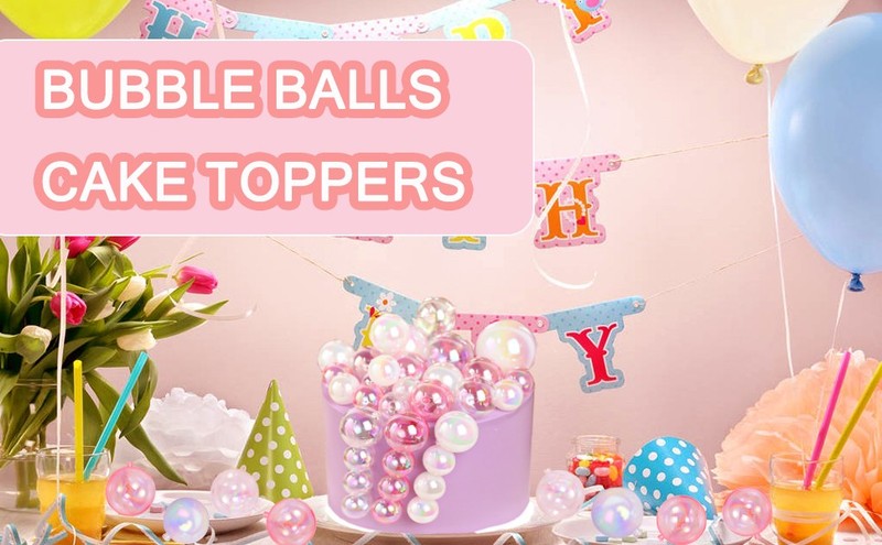 24 PCS Balls Cake Toppers Bubble Mini Balloon Topper Pearl Insert Cupcake DIY gallery
